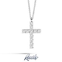 Necklace Recarlo Face Cube in White Gold Diamante 0.18 Ct P39CR882/018-45-1 - P39CR882/018-45-1